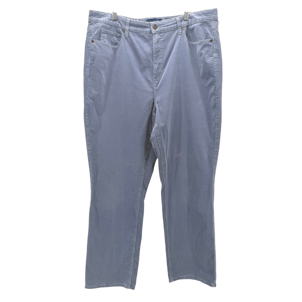 Talbots Corduroy Pants High Waist Straight Leg Blue Gray Curvy Stretch Women 16